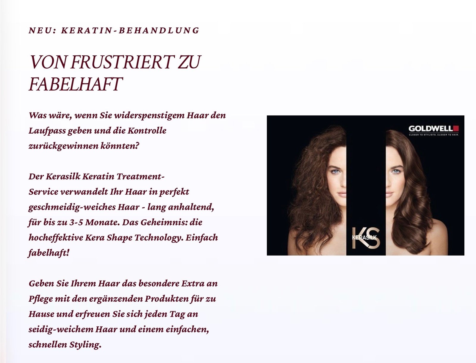 Neu: Keratin-Behandlung – Von frustriert zu fabelhaft mit Goldwell Kerasilk